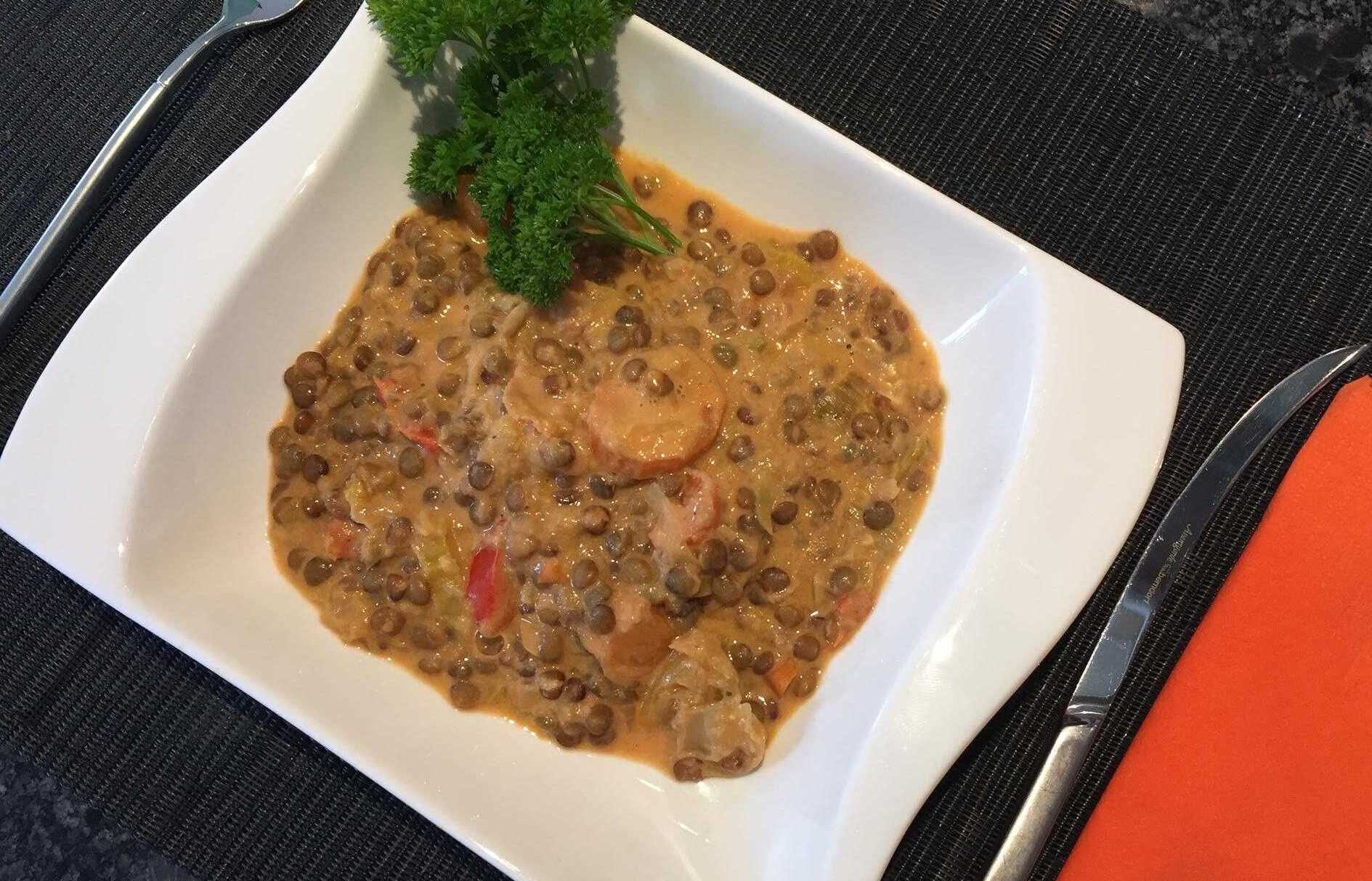Linsen mit Pilzen